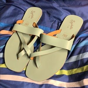 Flat dress sandals, mint green